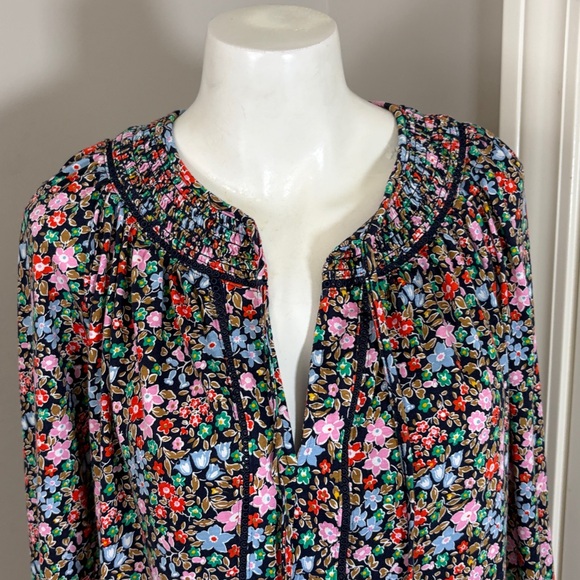 Boden Georgia Smocked Jersey Top Black Floral Flowerbed Shirt Sz 6 - Picture 5 of 14